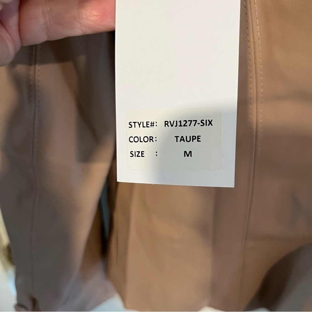 Rosevelvet Taupe Faux Leather Blazer Medium - Picture 9 of 16